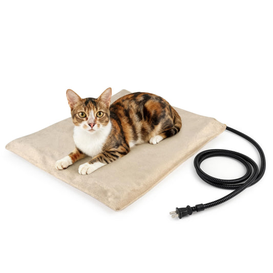 NICREW Pet Heating Pad for Dogs and Cats, Heated Cat Bed with Steel-Wrapped Cord and Soft Fleece Cover, 17.7 x 15.7 Inches, 30 Watts