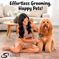 Sinko Shedding Brush For Dog and Cat, Undercoat Rake with Extra Wide Double-Sided Stainless Teeth for Detangling, Deshed