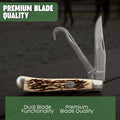 SZCO Supplies 3.75" Dual Blade Hoof Knife – Stainless Steel Hook and Clip-Point Blades, Durable Bone-Style Handle, Multi