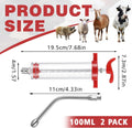 Threlaco 100ml 2 Pcs Drench Gun for Goats, Sheep & Cattle