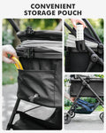 Pawccoli Pet Stroller for Small Dogs and Cats, One-Click Foldable Dog Stroller with Detachable Carrier & 3 Safety Tethers, Holds up to 33 lbs, Storage Basket & Cup Holder, Breathable Mesh, Black