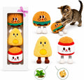 3 Pack Catnip Toys for Cats, Plush Cat Toys with Bells, Cute Fast Food Cat Toy Set with Hamburger, French Fries & Cheese
