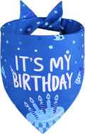Agroon Dog Birthday Bandana Blue Boy XLarge 1PCS, Durable Triangle Reversible Scarf Bibs Handkerchief for Puppy Pet