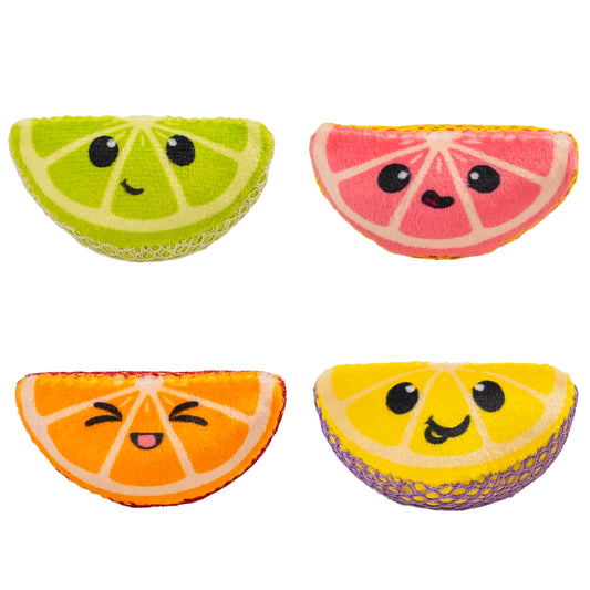 Catstages Dental Fruit Wedges 4 Pk, Soft and Textured Catnip Chew Toys That Help Clean Teeth, Multicolored