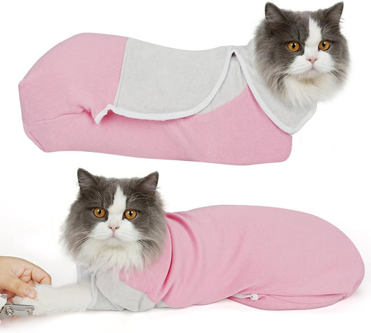 Cat Wrap for Cutting Nails, Self-Adhesive Cat Nail Clipping Restraint Bag, Anti-Scratch Cat Grooming Wrap Swaddle for Me
