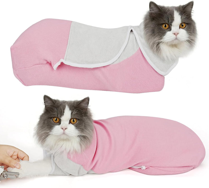 Cat Wrap for Cutting Nails, Self-Adhesive Cat Nail Clipping Restraint Bag, Anti-Scratch Cat Grooming Wrap Swaddle for Me