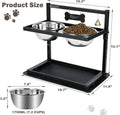 Elevated Dog Bowls with Slow Feeder for Large Dogs – Adjustable Raised Stand with 2 Stainless Steel Bowls & Spill-Proof Mat, Non-Slip Dog Feeder for Large & Medium Dogs (Black)