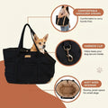 NoblePup Plush Dog Purse Carrier for Small Dogs, Soft Tote Bag with Safety Harness Clip, Cozy Pet Carrier for Dogs Under 15 lbs, Comfortable Shoulder Carrier for Travel, Black 2.0