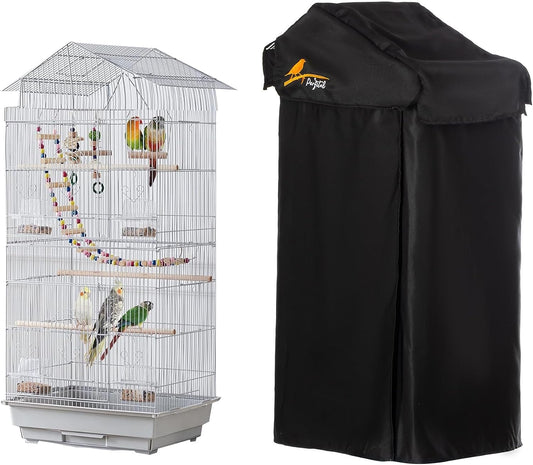 Small Black Good Night Blackout Bird Cage Cover(18 x 14 x 40inch)