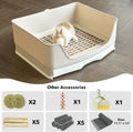 RUBYHOME Oversize Rabbit Litter Box with Drawer, Corner Toilet Box with Grate Potty Trainer, Bigger Pet Pan for Adult Gu