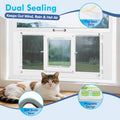 All Season Cat Door for Window with Screen Mesh & Clear Acrylic Panel,32"-36" Adjustable Width,Magnetic Closure Weatherproof Window Pet Door,Aluminum Frame Window Cat Door Insert for Sliding Windows