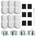 MJYNITE Cat Water Fountain Filter Replacement Kit - 6 Cat Fountain Filters, 6 Sponges & 1 Brush, Compatible with Stainless Steel Pet Fountains