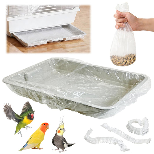 Tfwadmx 20 PCS Disposable Bird Cage Liner Bags 34'' x 22'' Plastic Parakeet Cage Tray Liners Oversized Plastic Tray Covers for Birdcage Parrots Cockatiels