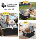 NEEZUKAR Dog Car Seats for Small/Medium Dogs, Elevated Memory Foam Dog Booster Seat, Detachable Washable Pet Car Seat with Safety Belts & Storage Pockets (Black-Gray)
