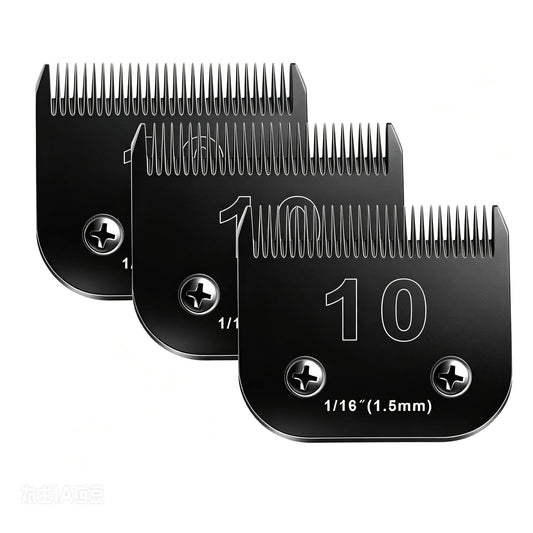Audoc 10 Blades Dog Grooming Blades Compatible with Andis/Oster A5/Wahl KM-10 Series Dog Clippers,Detachable Clipper Replacement Blade,Black,Size 10 Blade 1/16" (10#/3PCS)