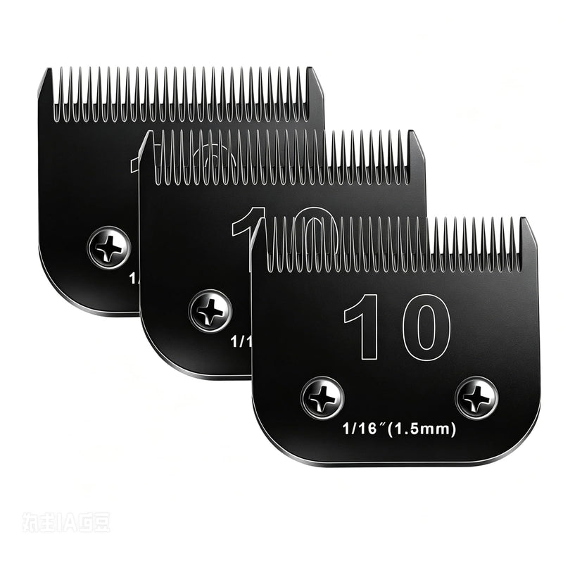 Audoc 10 Blades Dog Grooming Blades Compatible with Andis/Oster A5/Wahl KM-10 Series Dog Clippers,Detachable Clipper Replacement Blade,Black,Size 10 Blade 1/16