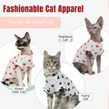 DENTRUN Heart Pattern Sphynx Hairless Cats Shirt, Kitten T-Shirts with Perlin Sleeves, Breathable Cat Wear Cute Sweater Adorable Hairless Cat's Clothes Vest Pajamas Jumpsuit