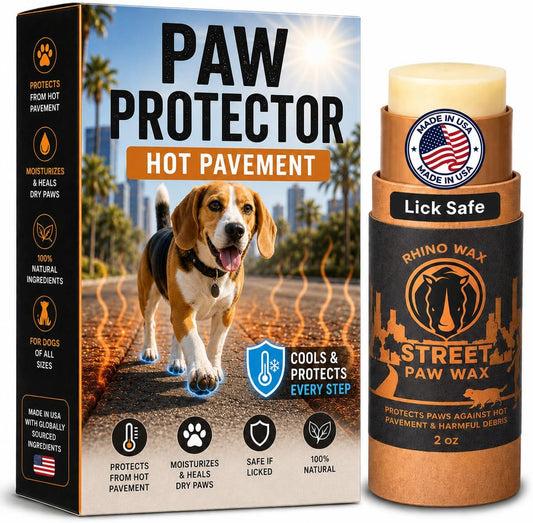 Rhino Wax - Dog Paw Protector for Hot Pavement - Use Street Wax Before Taking Dogs on Asphalt - Balm Protects from Warm Surfaces Rocks Road Debris - Great for Dogs who Hate Dog Shoes for Hot Pavement