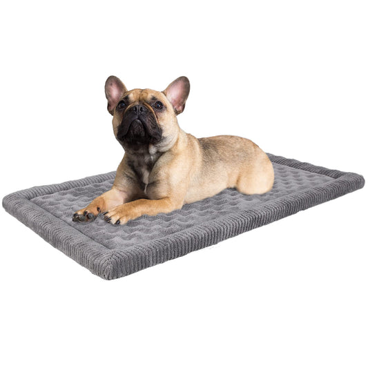 Dog Crate Pad 30x19 inch Gray Memory Foam Dog Bed Mat Small Medium Grey Washable Puppy Sleeping Bed Anti Slip