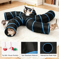 Joytale 5-Way Cat Tunnels for Indoor Cats, Pet Tube Toy with Bell Ball and Toy Mouse, S-Shape Collapsible Tunnel with Interactive Hole for Kitty, Kitten, Rabbit, Puppy (Blue&Black)