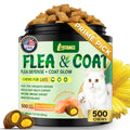 YOTANGO Cat Flea Treatment Crunchy & Creamy Chewables, 500 Chews Natural Flea and Tick Prevention for Cats + Skin and Coat Support, Daily Oral Supplement Chewables for Cats and Kittens (Salmon Flavor)
