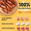 Dog Jerky Treats, Triple Flavor Chicken Duck Cod Jerky Twists