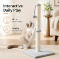 Dimaka 29" Height Tall Cat Scratching Post, Claw Scratcher with Sisal Rope and Covered with Soft Smooth Plush, Vertical Scratch [Full Strectch] for Standard Size Cats(Grey, 29 inches for All Cats)