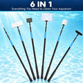 AquaMiracle 6 in 1 Aquarium Cleaning Tool Kit Fish Tank Cleaning Kit for 20-160 Gallon Tank with Telescopic Long Handle,