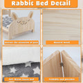 BWOGUE Large Wooden Rabbit Bed, Bunny Bed with Removable Cushion, 2-in-1
