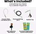 Forever Stick - Unbreakable Cat Wand Toy | Solid 1-Piece Fiberglass Rod - Bends, Doesn’t Break | 3-Year Warranty | 36 Inch Cat Fishing Pole Toy with Spinning Feather Toy | 2-in-1 String Toy and Teaser