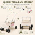 Bird Travel Cage Stroller, Foldable Parrot Carrier with Detachable Professional Bird Cage and Bottom Storage Basket for 