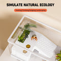 Turtle Fish Tank with Basking Platform and Bottom Drainage, 11.8" x 7" x 7.3" Aquatic Turtle Tank for Juvenile Turtle, C