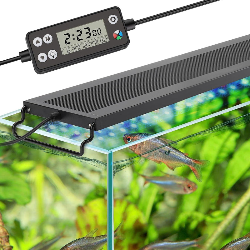 hygger Auto On Off LED Aquarium Light, Full Spectrum Fish Tank Light with LCD Monitor, 24/7 Lighting Cycle, 7 Colors, Ad