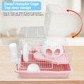 PINVNBY Dwarf Hamster Cage, Small Animal Cages, 2-Tier Travel Portable Mouse Cage Hamster Carrier with Castle House Runn