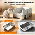 AIPERRO Stainless Steel Litter Box with Lid, High Sided Metal Litter Boxes