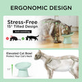 Necoichi 2pcs Tilted Elevated Cat Food Bowls BPA-Free Plastic 15° Tilted Raised Cat Bowl for Whisker & Neck Fatigue, Dishwasher Safe Non-Slip & Anti-Vomiting Ergonomic Design (Smoky Mint)