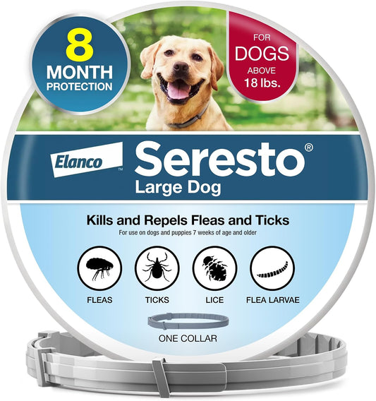 Seresto Flea & Tick Collar For Dogs Over 18 lbs., Treatment & Prevention, Vet-Recommend, 8 Month Protection