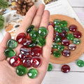 Christmas Flat Glass Marbles, 1Lb Red and Green Glass Gem for Vase Filler, Crafts, Aquarium Pebbles, Fish Tank Decor, Pa