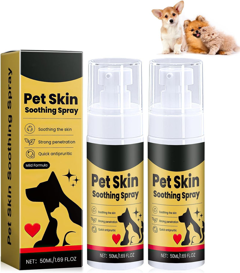 2Pcs Pet Skin Soothing Spray for Dogs,Pet Skin Treatment Spray for Dogs and Cats - Nature Soothing Solution for It-chy S