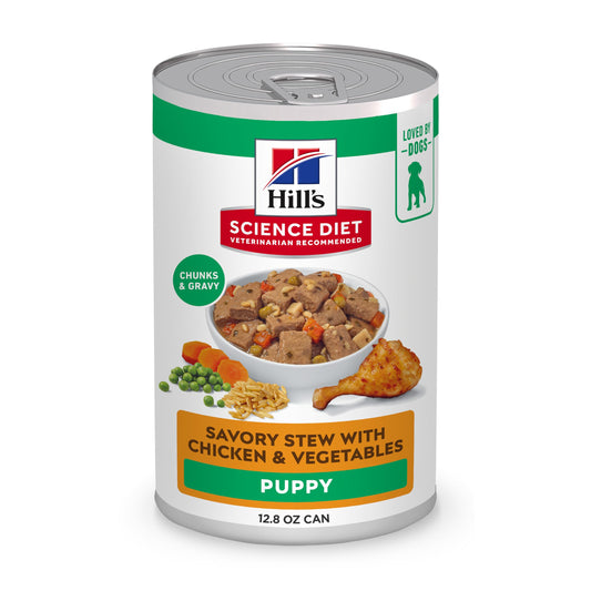 Hill's Science Diet Puppy Wet Dog Food, Chicken & Vegetables, 12.8 oz. Cans, 12-Pack