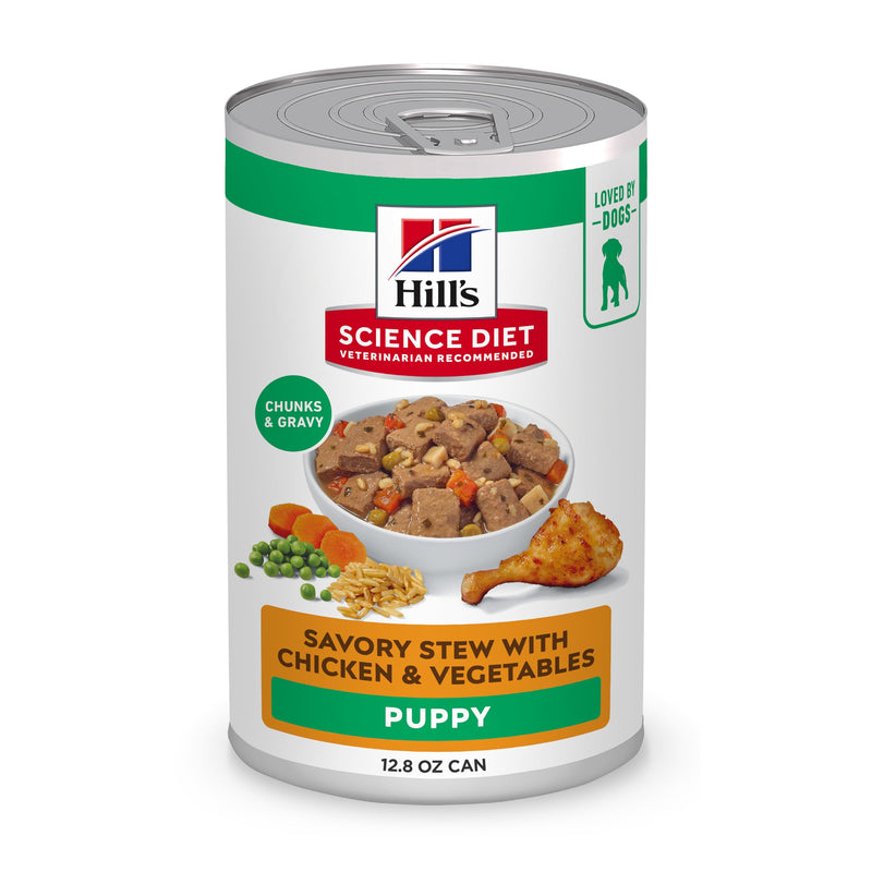 Hill's Science Diet Puppy Wet Dog Food, Chicken & Vegetables, 12.8 oz. Cans, 12-Pack