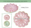 Hamster Food Bowl，2 Pcs Sunflower Hamster Bowls,Hamster Ceramic Food Bowl，Food Dish for Small Animals Hamster Guinea Pig