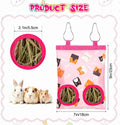 3 Pack Rabbit Hay Feeder Bag, 2-Hole Hanging Hay Dispenser for Small Pets