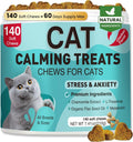 Cat Calming Treats, 140 Soft Chews to Relieve Anxiety, Stress & Prevent Bites, Perfect for Travel & Vet Visits, Aid Slee