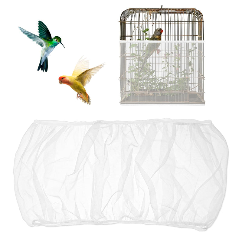Trinkrittey Bird Cage Seed Catcher White Bird Cage Net Cover Adjustable Birds Cages Netting Seed Catcher Stretchy Birds Cages Guard for Parrot Enclosures