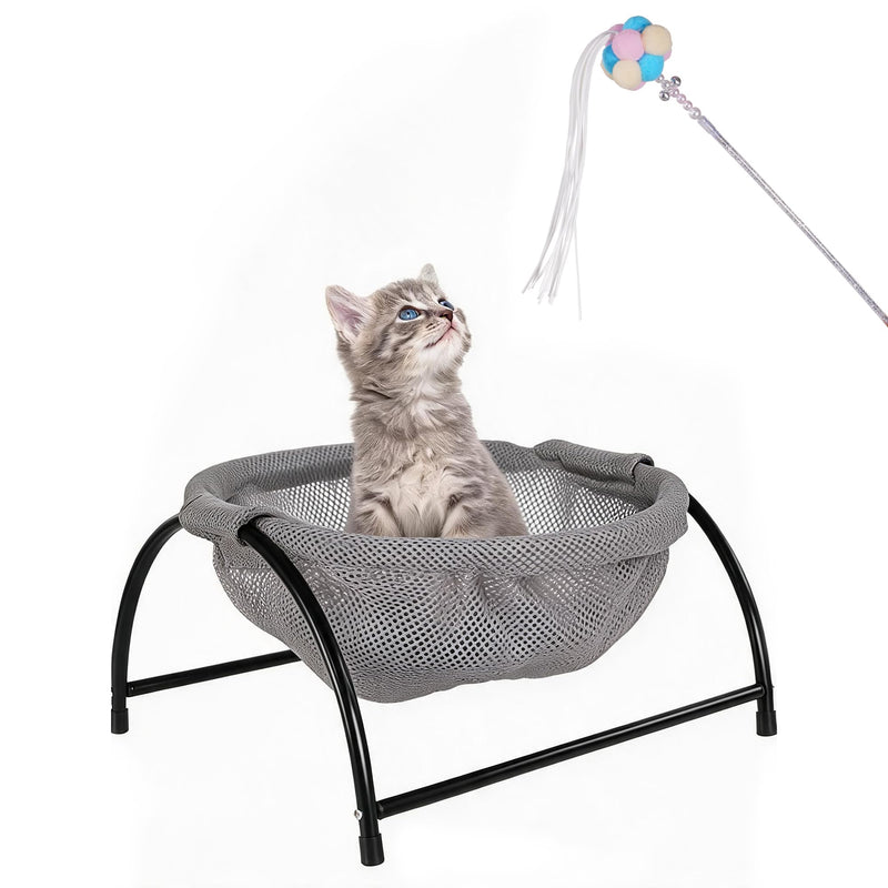 Elevon Elevated Cat Bed, Free-Standing Cat Hammock Bed, Pet Bed with Metal Frame for Indoor Outdoor, Pet Bed Suitable for Summer Machine Washable & Breathable Easy Assembly up to 40lbs