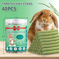YIXUND Timothy Hay Sticks Treats for Rabbits & Other Small Pets - 40pcs Natural Handmade Chew Toys