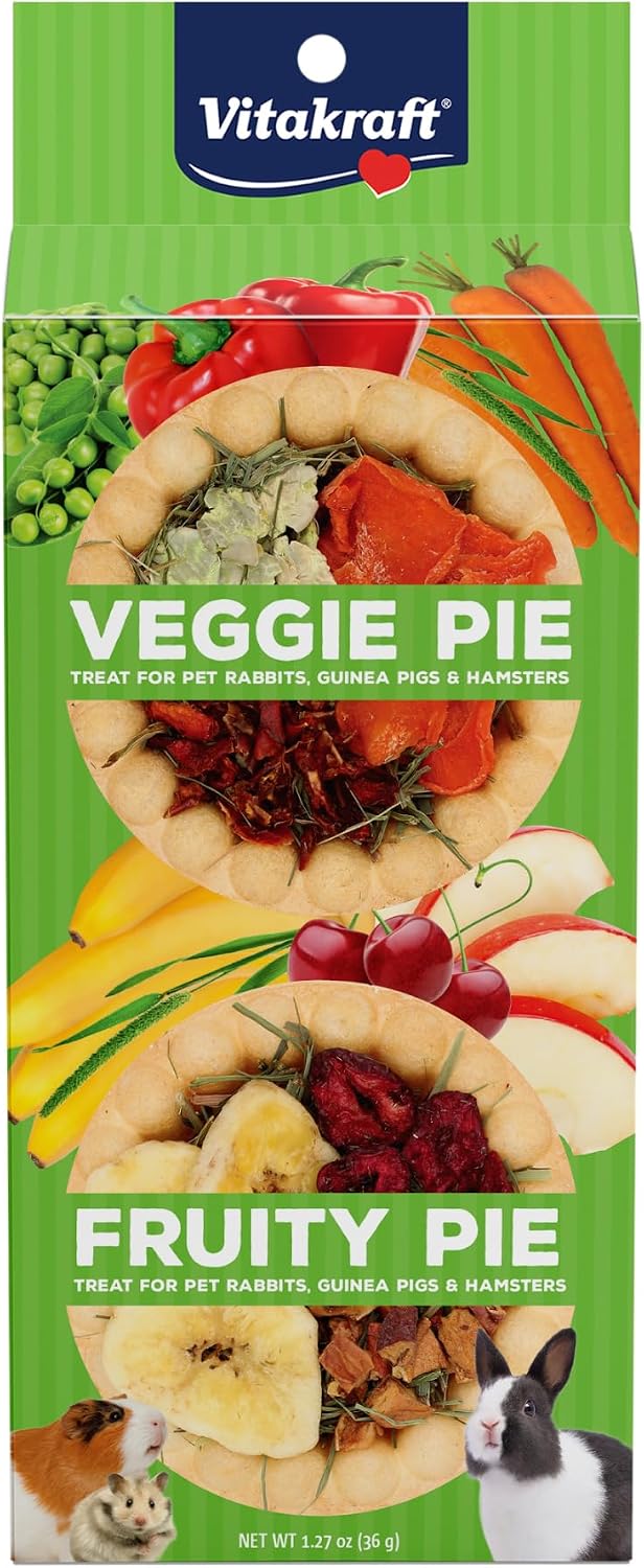 Vitakraft Veggie & Fruity Pie Treat for Pet Rabbits, Guinea Pigs, and Hamsters, 2 Pies,brown,24