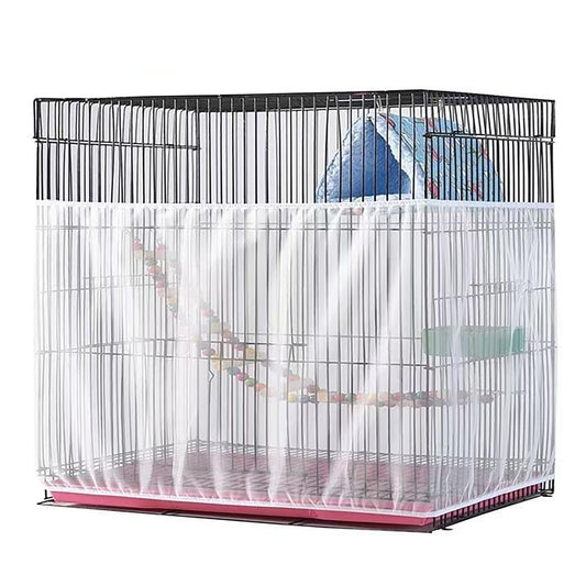 Large Bird Cage Net, Adjustable Soft Airy Mesh Net, Bird Cage Seed Catcher, Prevent Scatter and Mess (86.6 x 15.7Inch/ 220 x 37 cm, White)