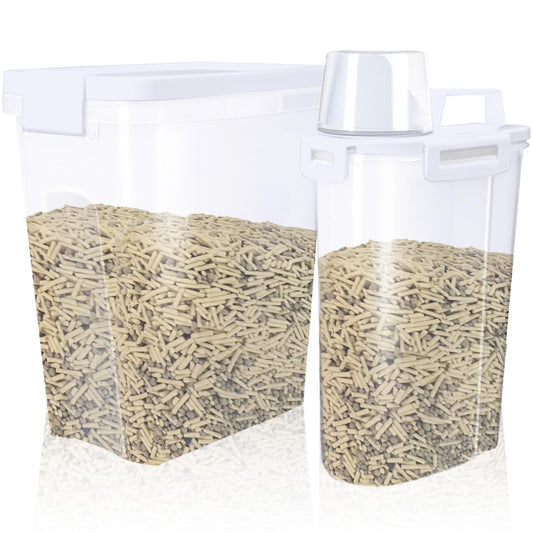 Newivi 2 Pcs Cat Litter Storage Container with Airtight Lid Cat Litter Storage Bin with Spout Sealable Heavy Duty Bucket
